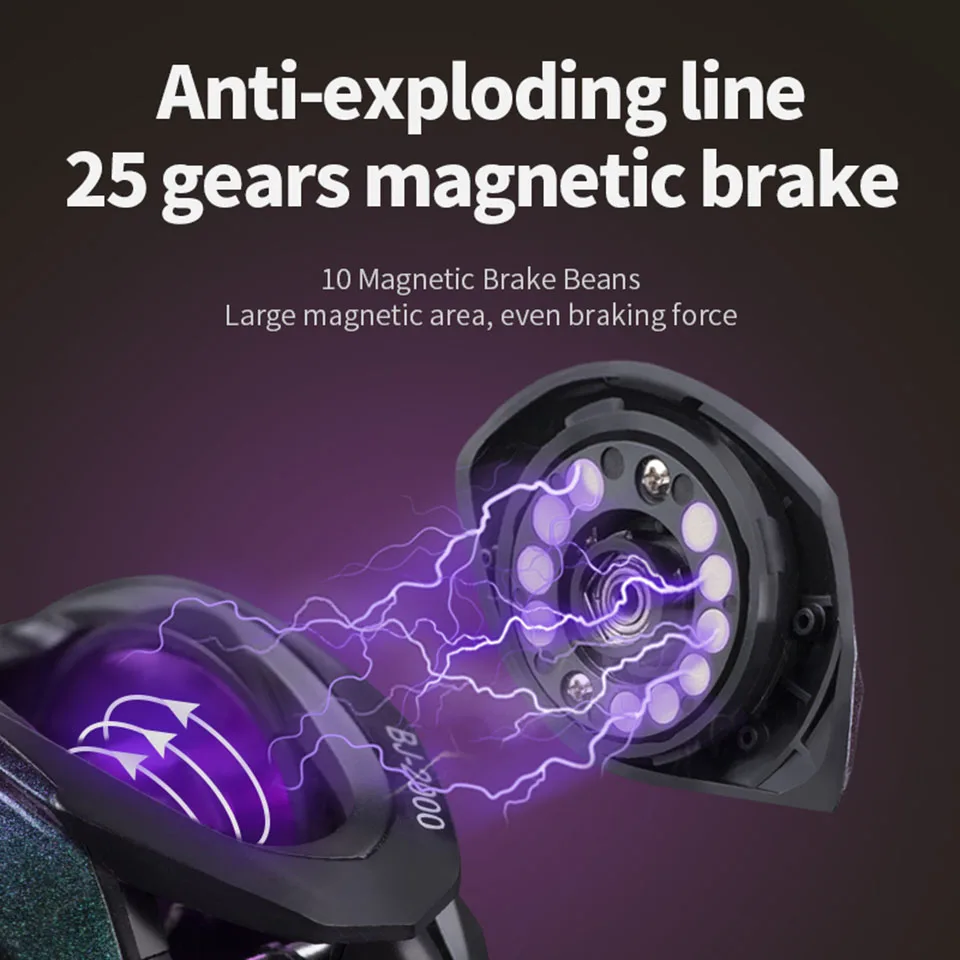 WALK FISH-carrete de Baitcasting serie BJ2000 5 + 1BB, arrastre máximo de 8kg, relación de engranaje 7,2: 1, carrete de pesca de fundición giratoria para carpa - imagen 5