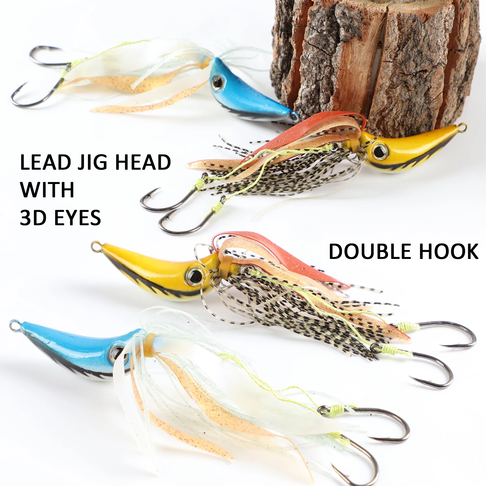 Señuelos lastrados FREE FISHER con doble anzuelo y faldas de goma - imagen 4