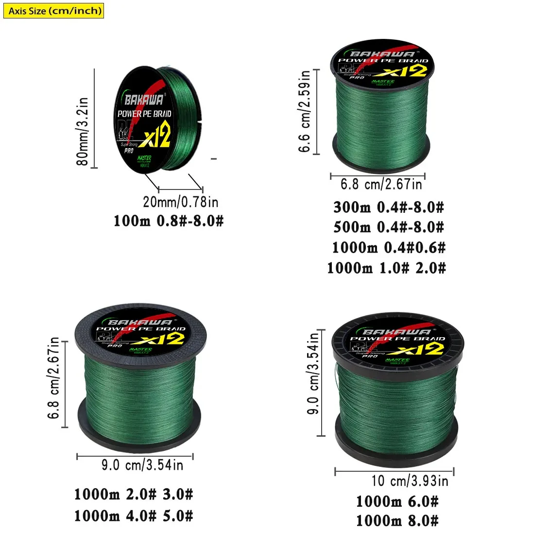 BAKAWA Sedal Trenzado PE 12 hebras – Multifilamento para carpa - imagen 5