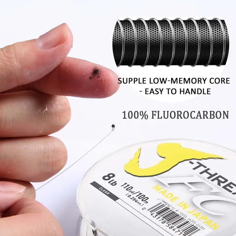 Línea líder de fluorocarbono DaiwaJ-Fluoro 50M y 100M Alto nivel de resistencia a la abrasión Línea líder de fibra de carbono suave y flexible - imagen 3