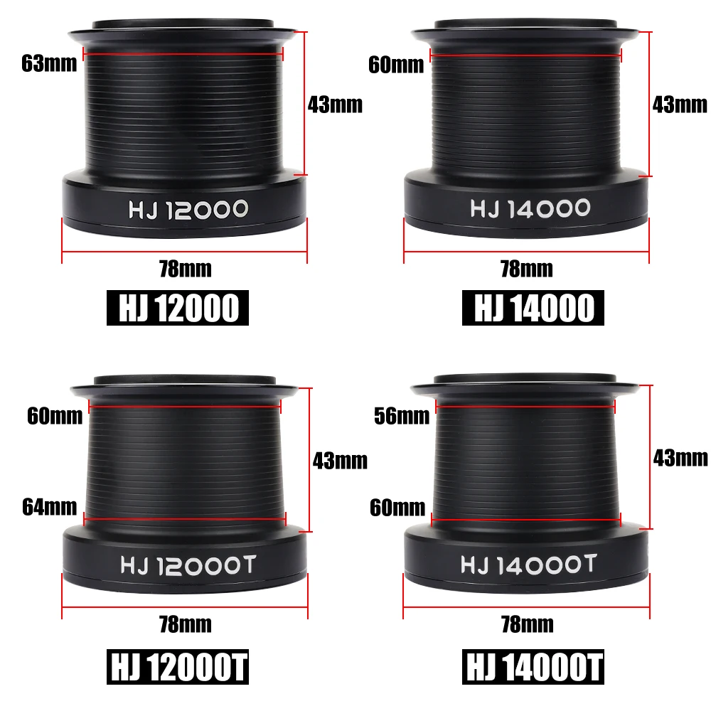 Carrete de pesca de carpa W.P.E HJ 12000/14000 7 + 1 rodamientos de bolas relación de engranaje 4,1: 1 carrete de pesca giratorio cuchara de Metal completa pesca de carpa - imagen 2