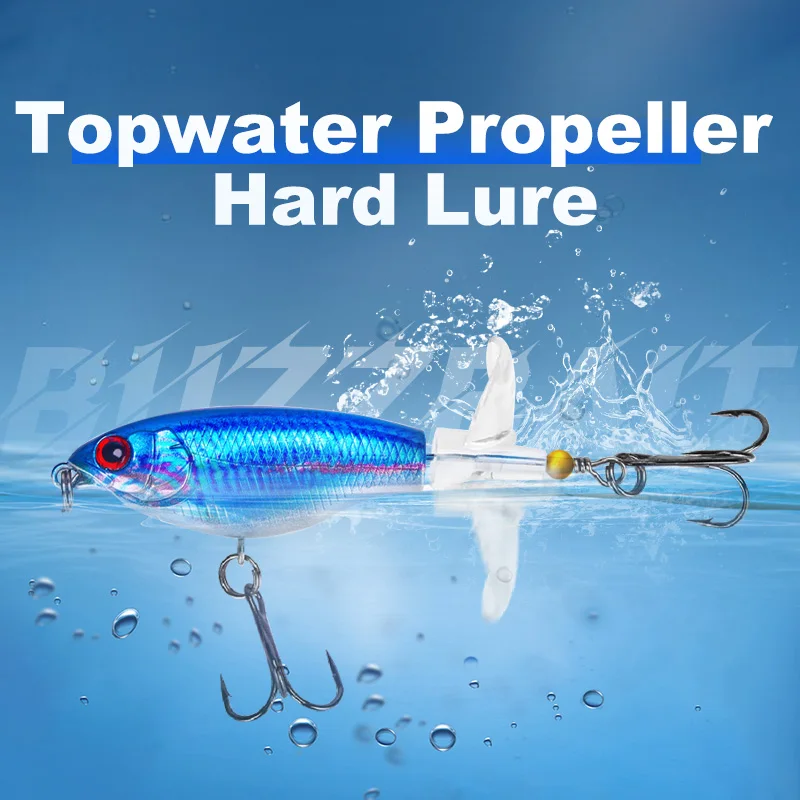 Weihe 5 piezas 11.4g9.5cm Tractor de impresión 3D 2 #   Señuelo duro de hélice topwater con gancho de tres respaldo reforzado con cola dura en espiral - imagen 2