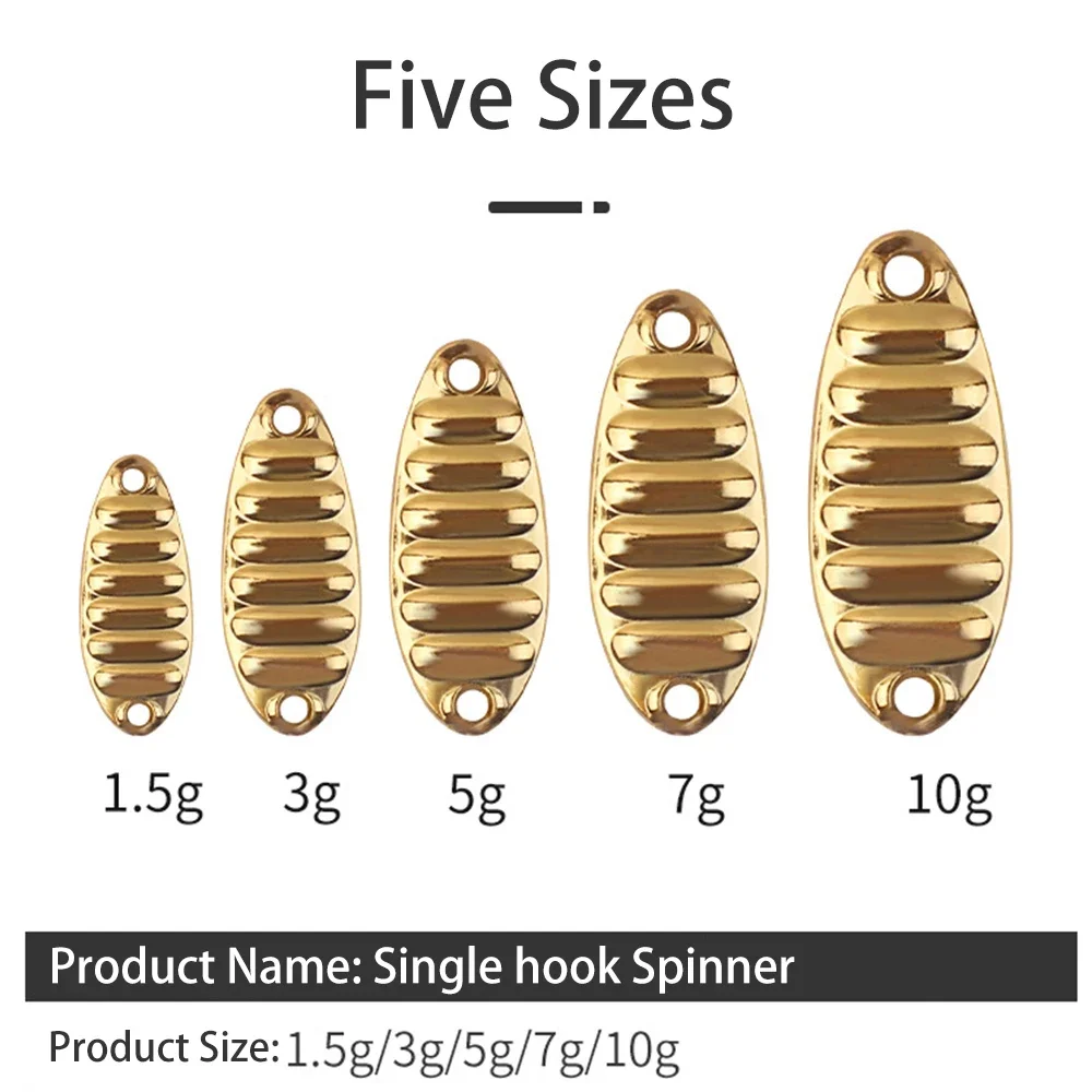 ORJD-Señuelos de Pesca de 1,5g, 3g, 5g, 7g, 10g, cuchara giratoria de Metal, cebo Artificial de oro y plata, Pluma de anzuelo triple, trucha, Lucio, aparejos de lubina - imagen 3