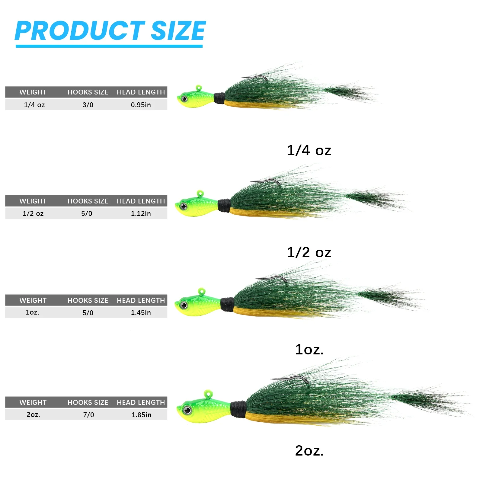 Goture 5 unids/lote Bucktail Jigs cabeza gancho 3D ojos cebo 7g 14g 28g 56g pelo de ciervo pluma gancho barba Jigging señuelo pesca - imagen 4