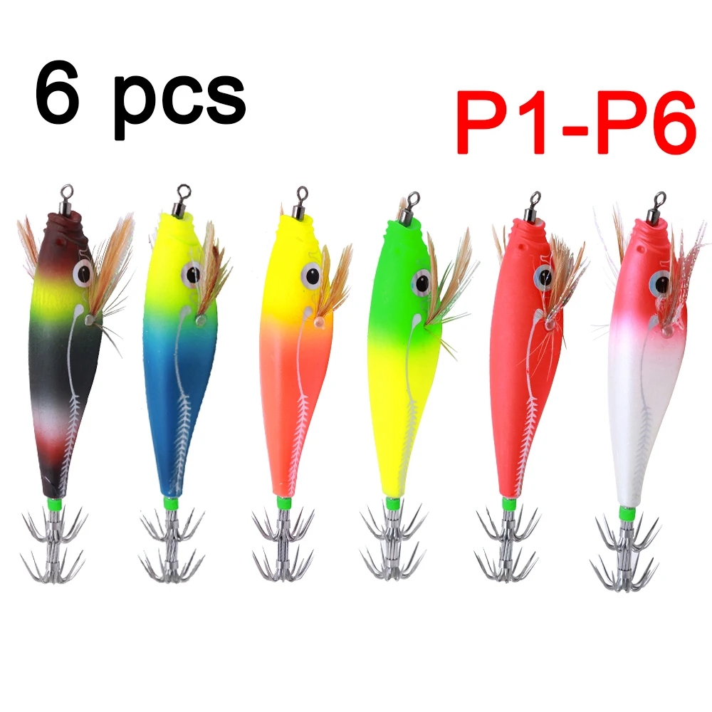 Señuelos luminosos jig con forma de camarón y calamar con doble anzuelo - imagen 4