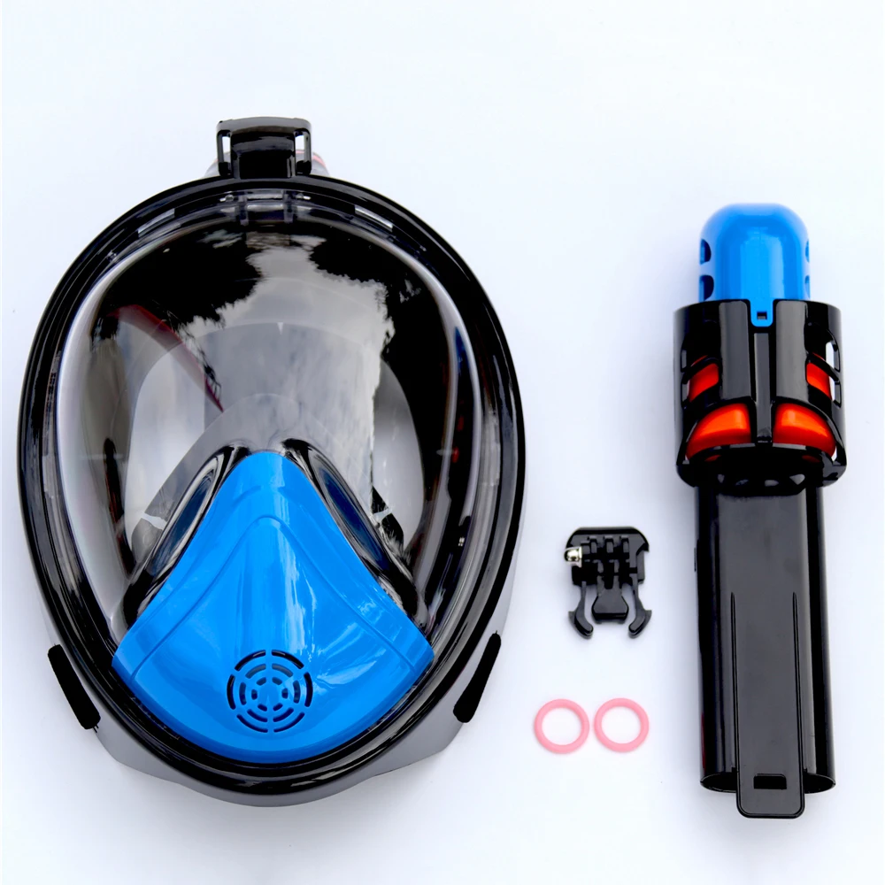 Máscara de buceo submarina compatible con goPro, mascarillas de esnórquel de cara completa, de esnórquel para natación antifugas y antiniebla