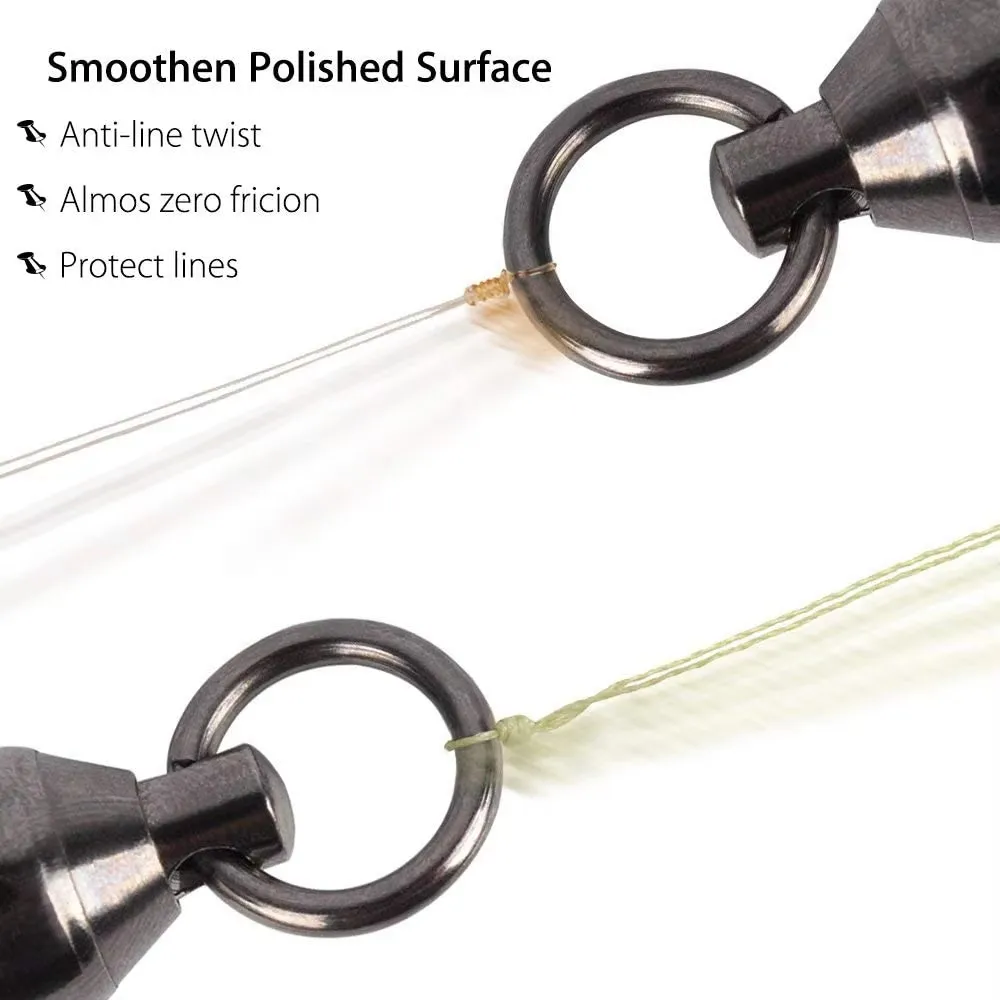 50 Uds rodamiento de bolas pesca giratoria/anillo sólido latón/níquel pesca en el mar conector giratorio tamaño 1 # -8 # - imagen 3