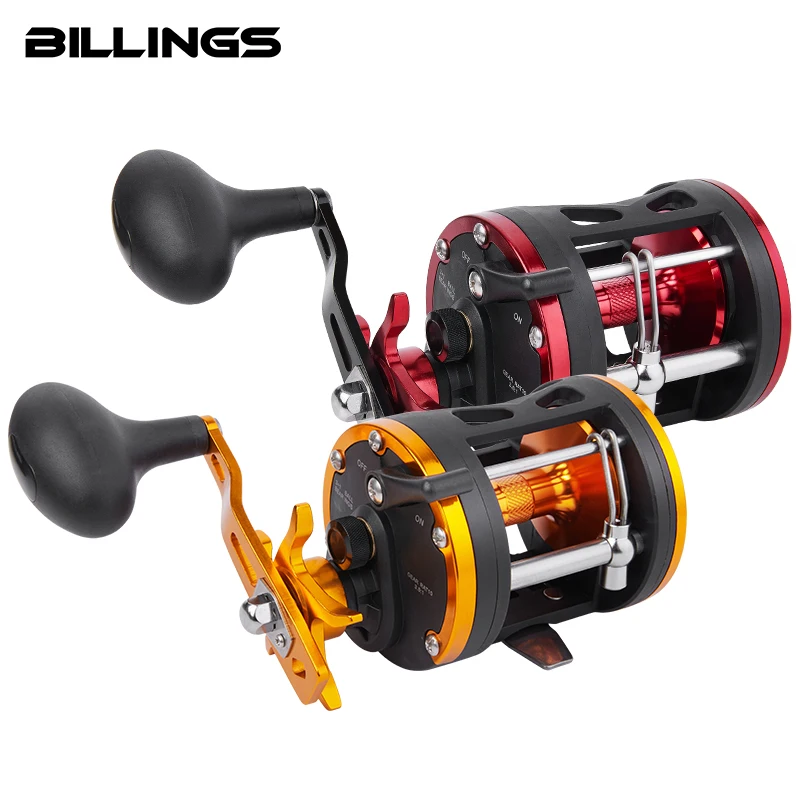 BILLINGS Carrete de curricán baitcasting redondo para surf costero
