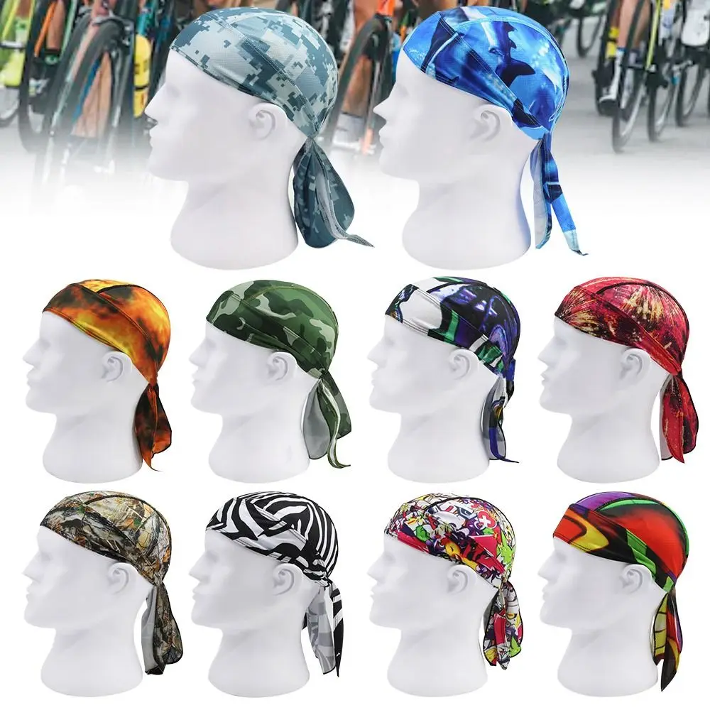 Tela de malla transpirable de secado rápido para bicicleta, gorro de ciclismo con estampado de camuflaje, gorra de bandana - imagen 3