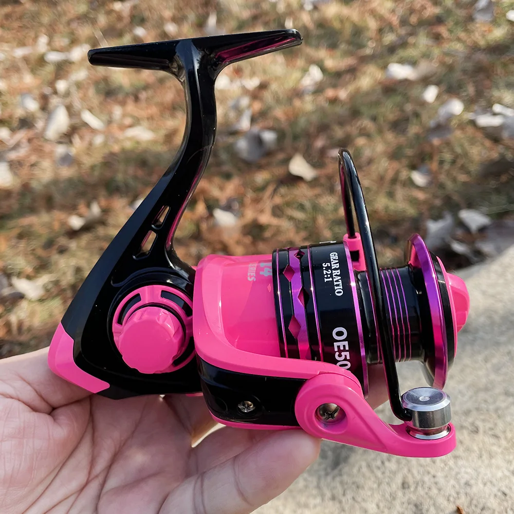 GHOTDA-rueda Distant de tiro largo serie 2000-7000, accesorios de pesca, ruedas de pez gato, bobina de pesca rosa/verde, aleación de aluminio - imagen 3