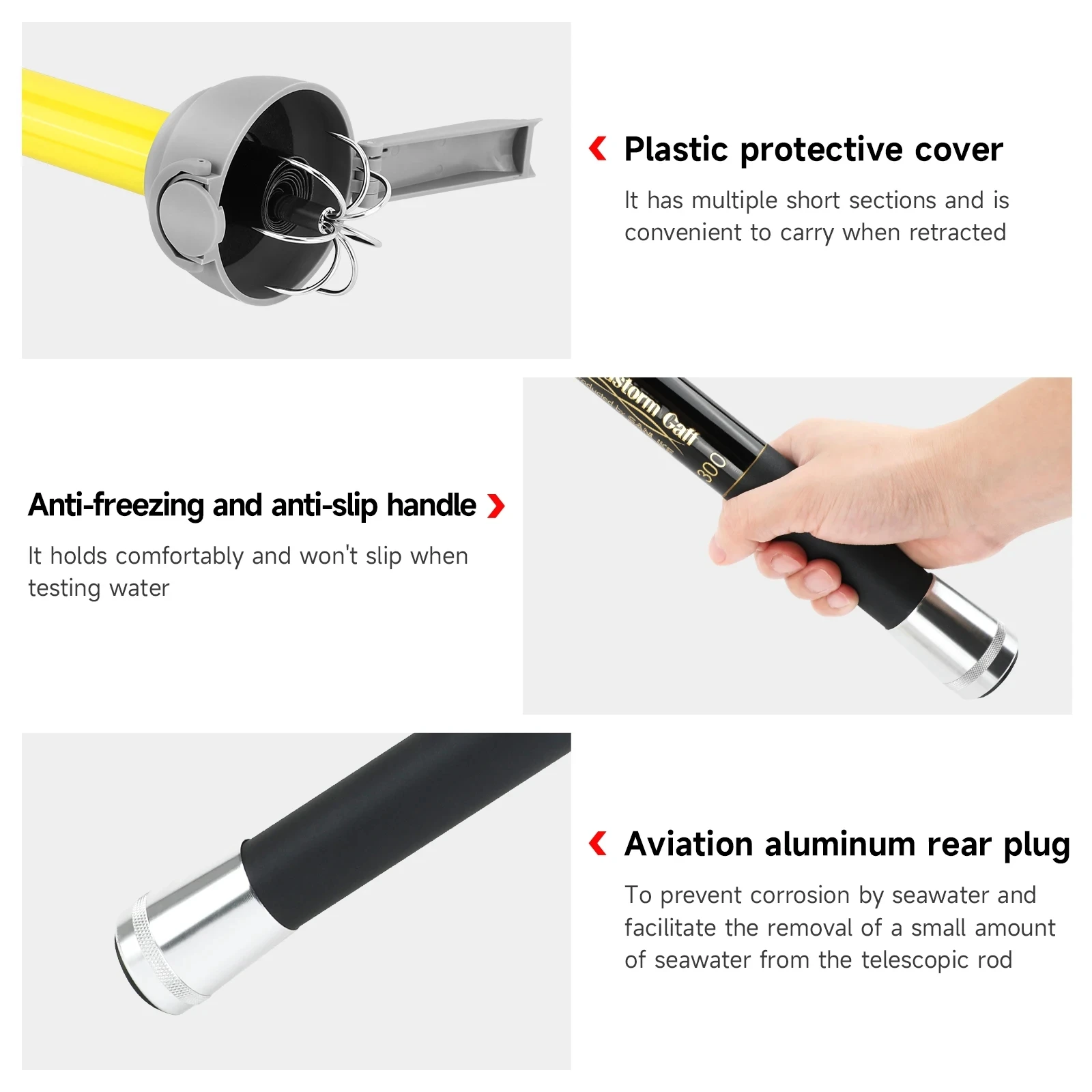 SANLIKE-anzuelo de calamar de acero inoxidable, 7 garras, 3m, 11 secciones, caña telescópica de fibra de vidrio con Protector EVA, pesca en el mar ligera - imagen 4