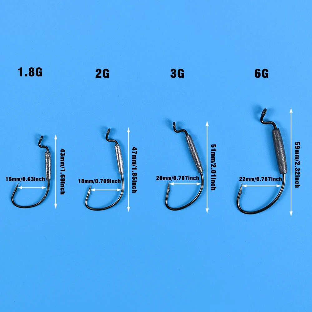 Juego de 18 Uds. De anzuelo de púas con cabeza de manivela, 1,8g, 2g, 3g, 6g, señuelo suave, anzuelo compensado, Pin de bloqueo de resorte, accesorios para aparejos de pesca - imagen 3