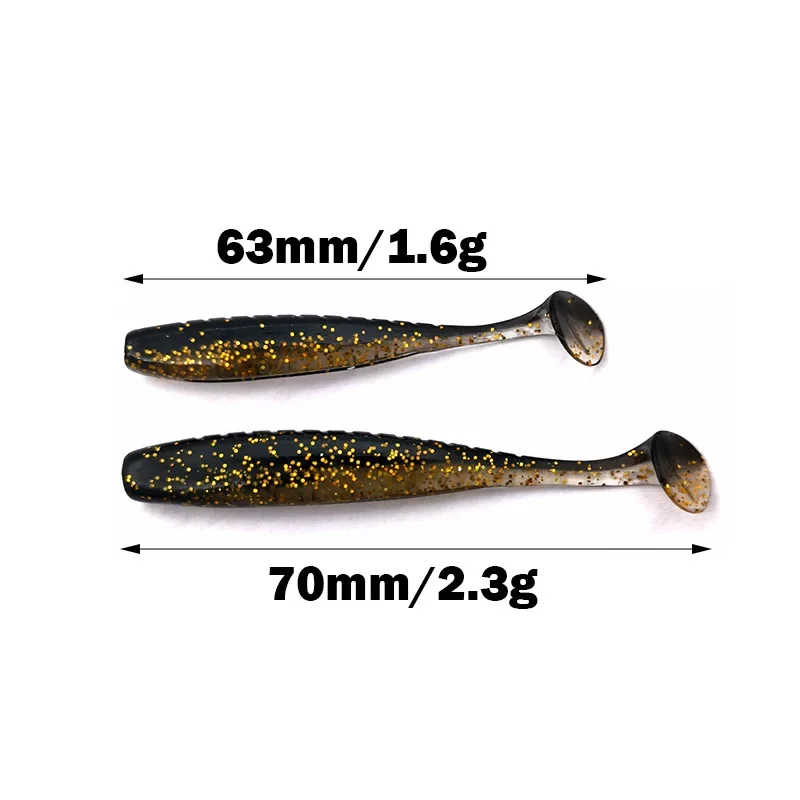 Nuevo 20 piezas señuelo de pesca 63/70mm cola de paleta Wobblers pesca de carpa cebos blandos señuelos Jigging Jig cebos de plástico Artificial de silicona - imagen 5
