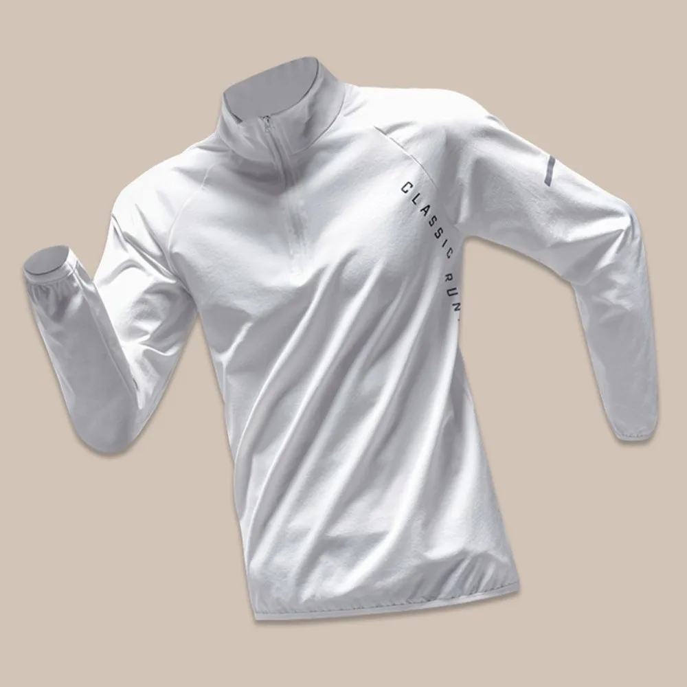 Camiseta deportiva de manga larga para hombre con tira reflectante, camisetas deportivas de secado rápido para correr, camisetas deportivas a prueba de viento para hombre, Fitness - imagen 4