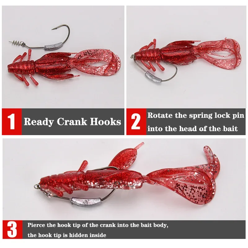 Señuelo suave de camarón de silicona Crazy Flapper, plantilla de 10cm y 10,5g, Wobblers, cebo Artificial, lubina, Swimbait, aparejos de Pesca, 2 uds. - imagen 4