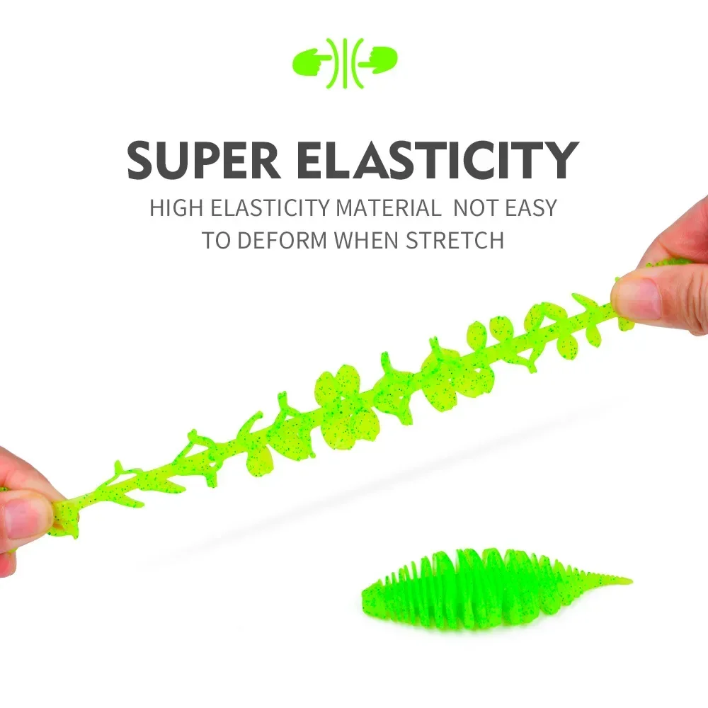 Señuelo de pesca flotante, 5 uds., fuelle, enmalle, gusano, 7,5 cm/6g, Larva, SwimBait suave para pesca de carpa, lubina - imagen 5