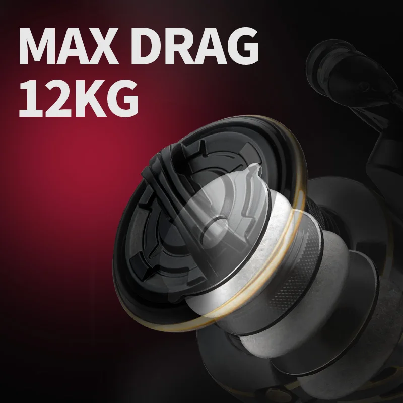 LINNHUE-carrete de Pesca giratorio, accesorio de arrastre máximo de 12kg, agarre de Metal, todos los equipos de Pesca, 2800-7800 6BBS - imagen 2