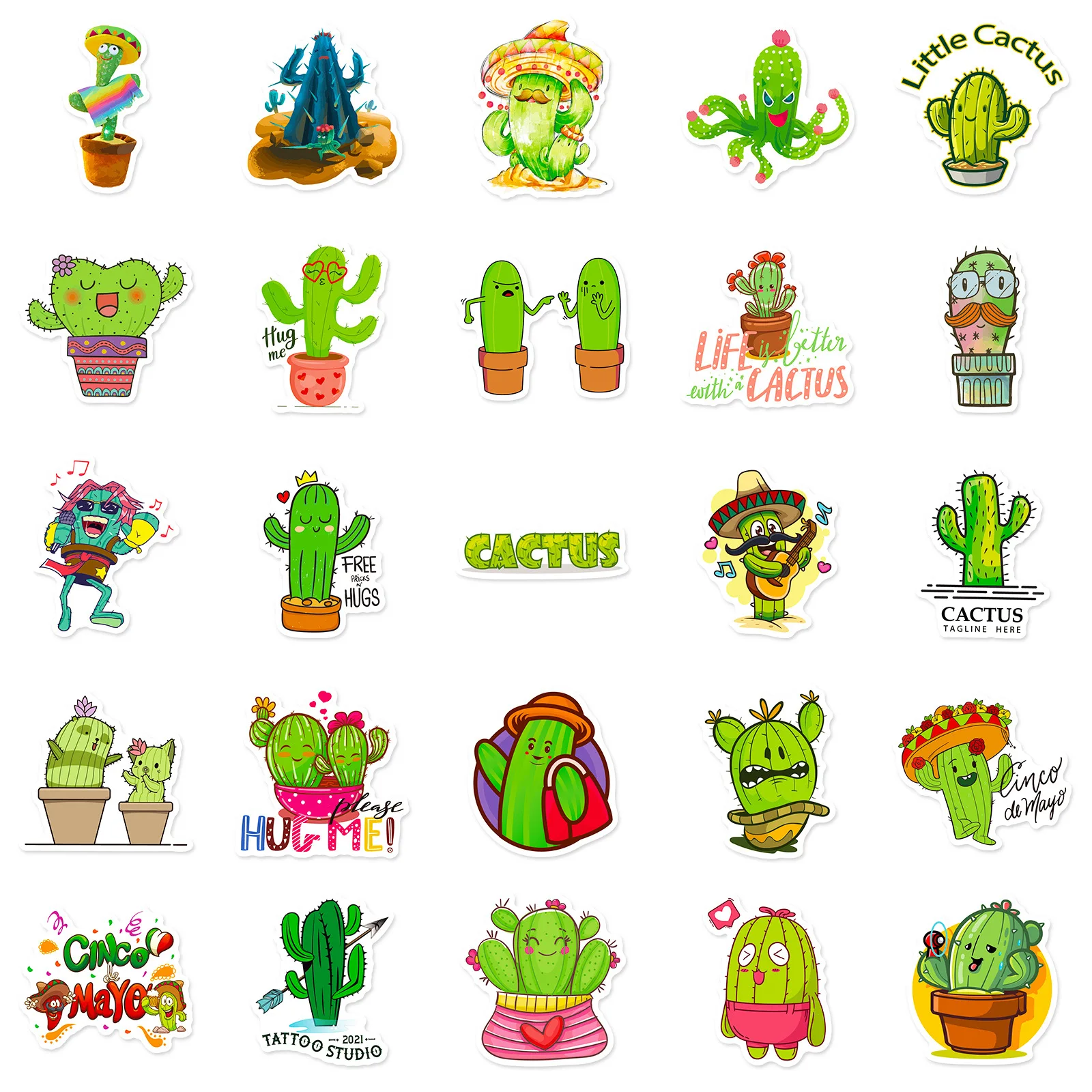 50 Uds. De pegatinas de grafiti de dibujos animados de plantas y Cactus, bricolaje, teléfono, guitarra, portátil, maleta, taza, pegatina impermeable, juguete para niños - imagen 4