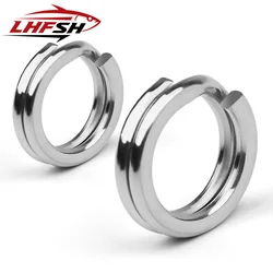LHFSH 100 Piezas de Anillos de Pesca de Acero Inoxidable de Alta Resistencia, Anillos de Doble Alambre Plano para Señuelos y Conectores de Cebo
