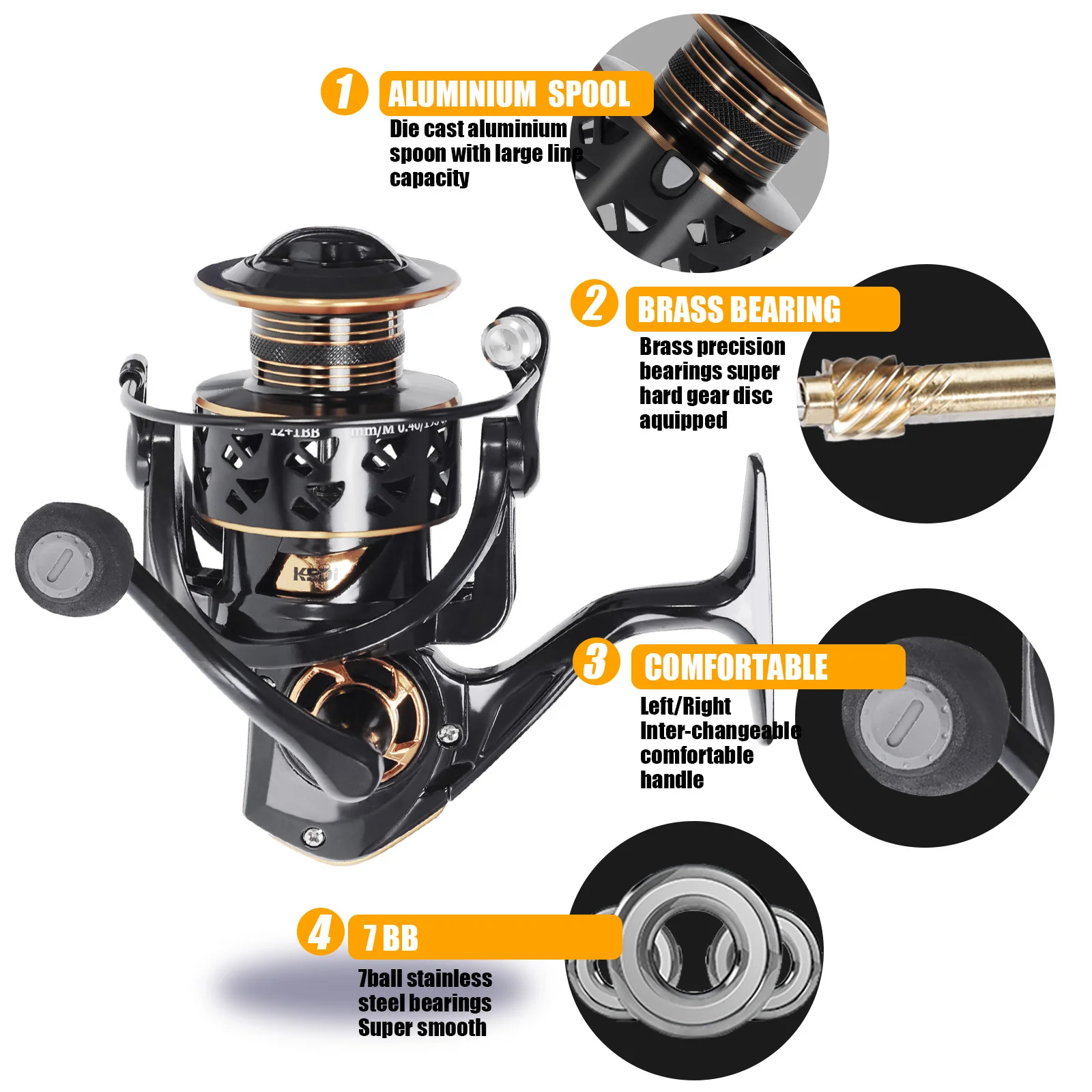 Carrete De Pesca giratorio ultraligero, bobina De arrastre máximo De 2000-7000, 10kg, 5,2: 1, para Surfcasting, para agua salada - imagen 4