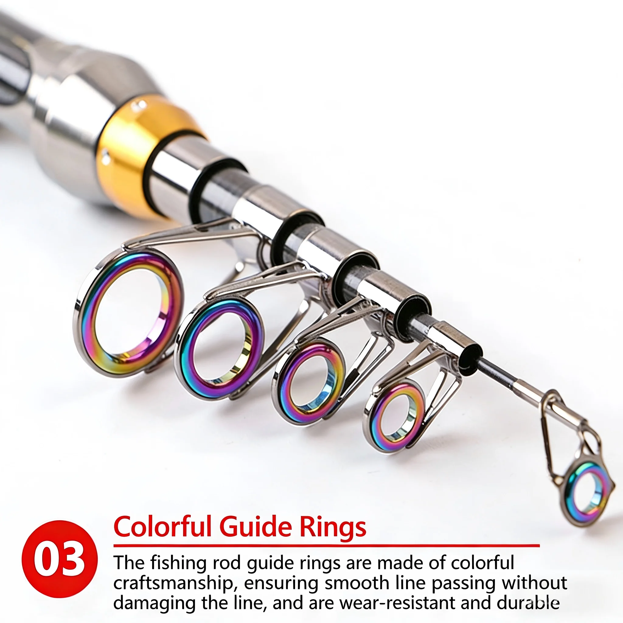 Caña de pescar de mar, caña de pescar de viaje portátil de fibra de carbono de 2,4 m con guías, caña de pescar de carbono, caña de pescar ultraligera - imagen 2