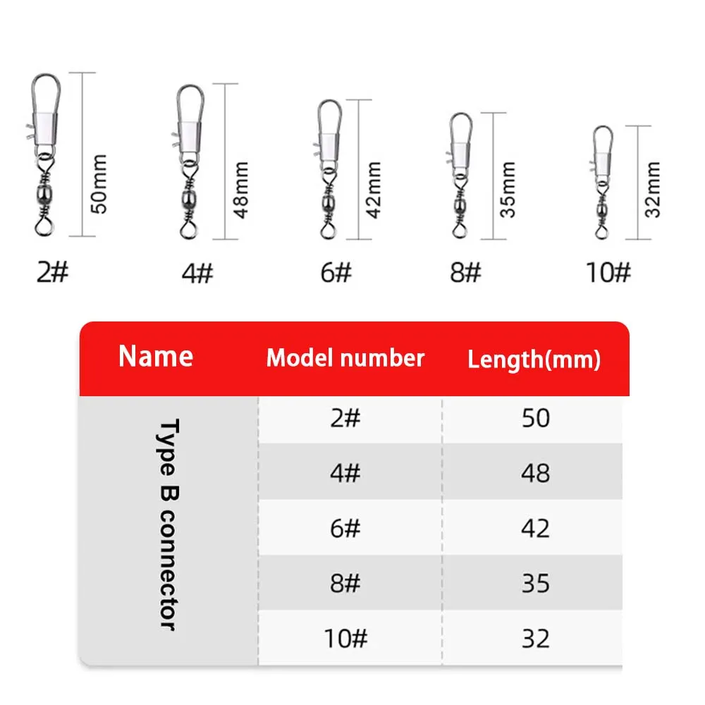JSFUN 50 Uds conector de pesca giratorios Pin de enclavamiento rodamiento giratorio Snap anzuelo carpa accesorios de señuelo de pesca - imagen 2