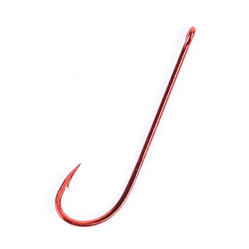Mustad, Gancho de gusano de sangre, 90234NP-NR, Gancho de mango recto Gancho de mano largo Rojo Sin espinas, Con círculos - imagen 5