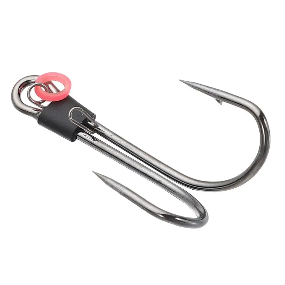 Ganchos de cebo para camarones vivos, anzuelo doble/triple, galería de huecos anchos, anzuelo de acero con alto contenido de carbono, gusano loco sin malezas, 5 uds. - imagen 5