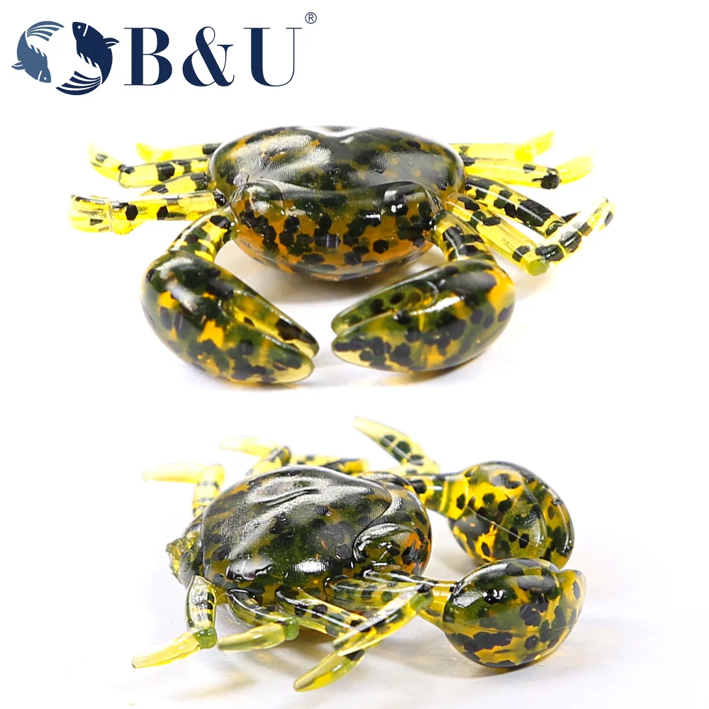 B & U 12 Uds señuelo de cangrejo simulación 3D cebo de cangrejo cebo Artificial cebo suave lubina Wrasse Cod anzuelo de pesca de mar herramienta de aparejos - imagen 4