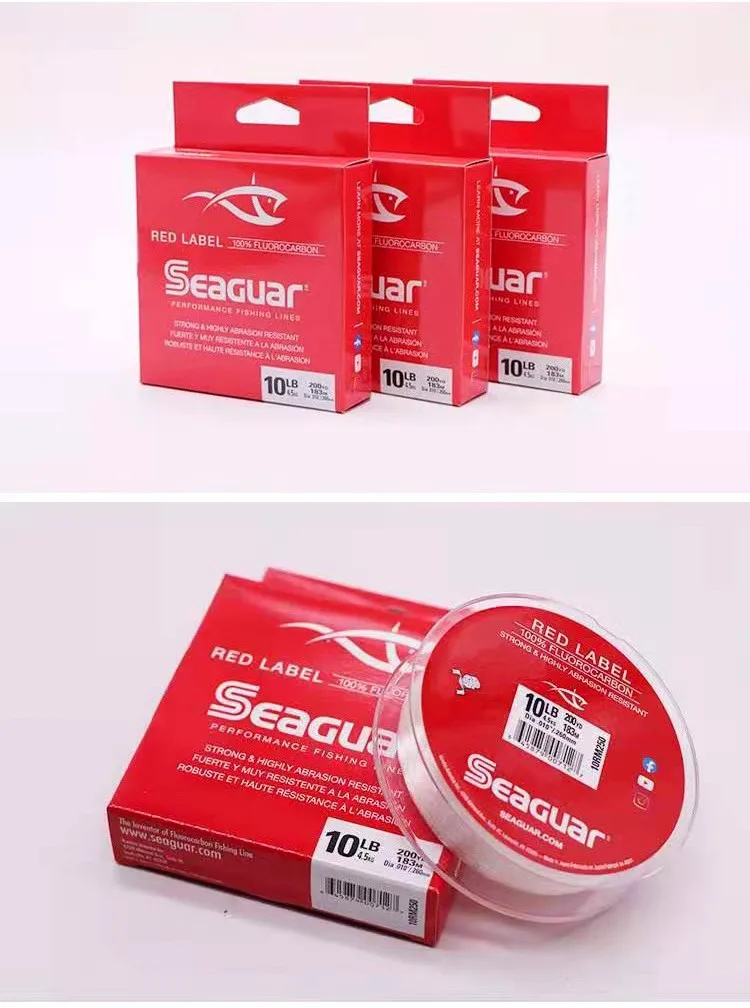 SEAGUAR RED LABEL 100% línea de pesca de fluorocarbono Original 4LB-15LB 183M línea de alambre monofilamento de fibra de carbono resistente a la abrasión - imagen 4