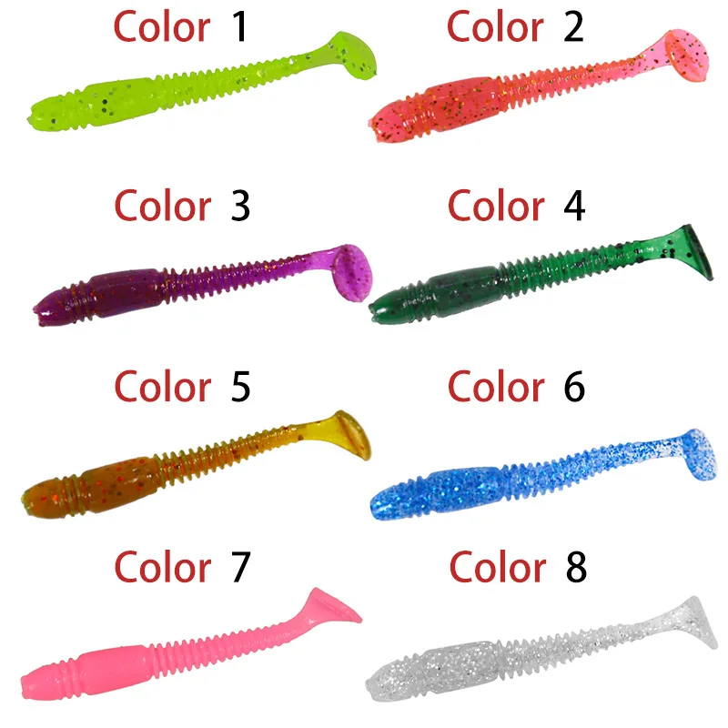 Señuelo de pesca suave con cola en T, 10 piezas, cebo falso de Camarón, aparejos de pesca Texas, pescado mandarín, biónico - imagen 2