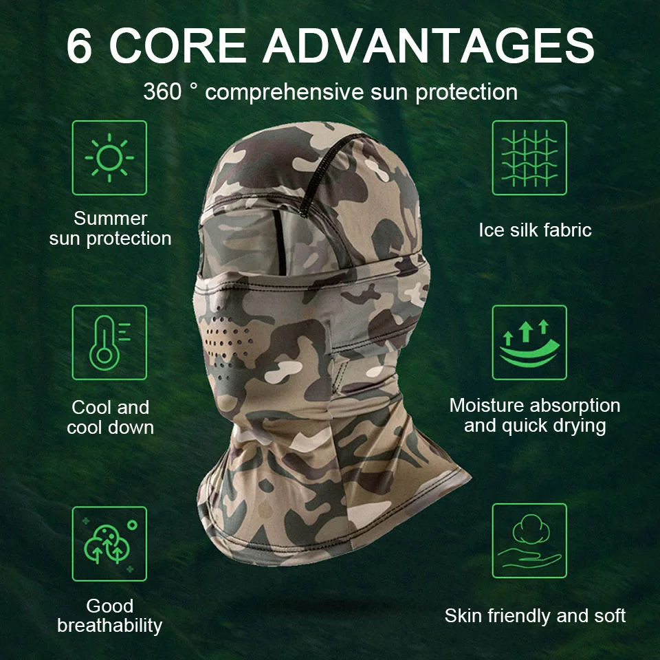 WALK FISH-bufanda parasol, pasamontañas de camuflaje, máscara facial completa, cubierta para la cabeza, pesca, caza, deporte de ciclismo, bicicleta, sombreros de sol geniales - imagen 5