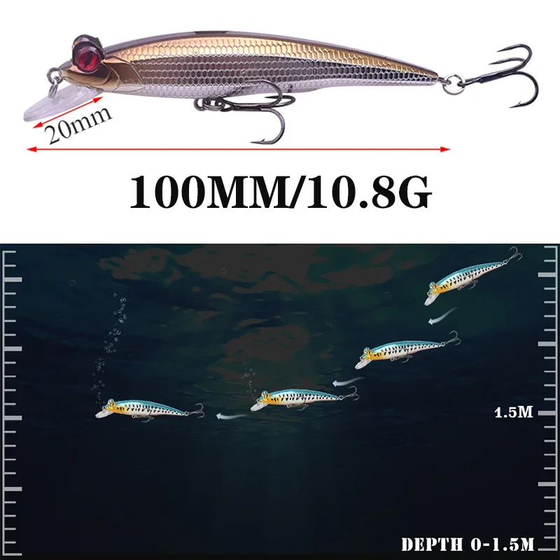 1 Pc High Quality Minnow Hard Fishing Lures 11cm 11g Mirror Lure Rattling Bait Crankbait Wobbler Fishing Tackle Leurre for Pike - imagen 2