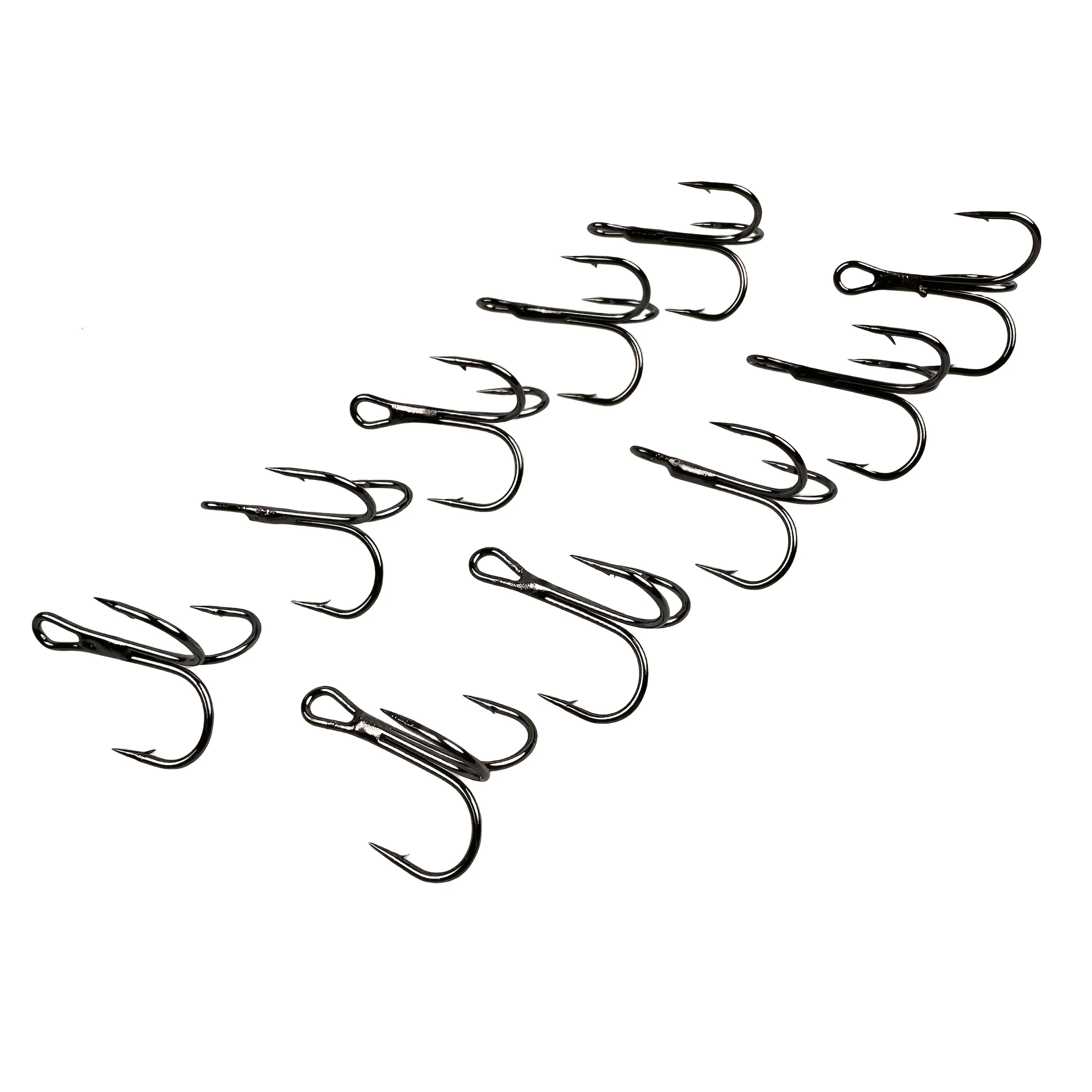 100 Pcs Silvery Three Hook Set High Carbon Steel Fish Hook With Barb Road Sub Hook Soft Bait Fishing Apply Reservoir Pond River - imagen 2