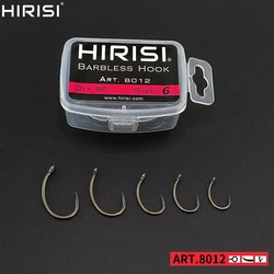 Hirisi 100 Uds revestimiento de acero inoxidable de alto carbono anzuelos sin púas 8012 anzuelo de pesca accesorios de herramientas de pesca
