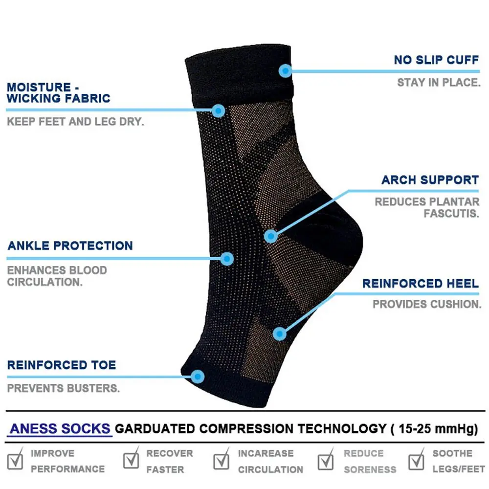 Calcetines protectores antifatiga para hombre y mujer, medias de compresión con vendaje elástico para tobillo, baloncesto, fútbol, deportes, Unisex - imagen 5