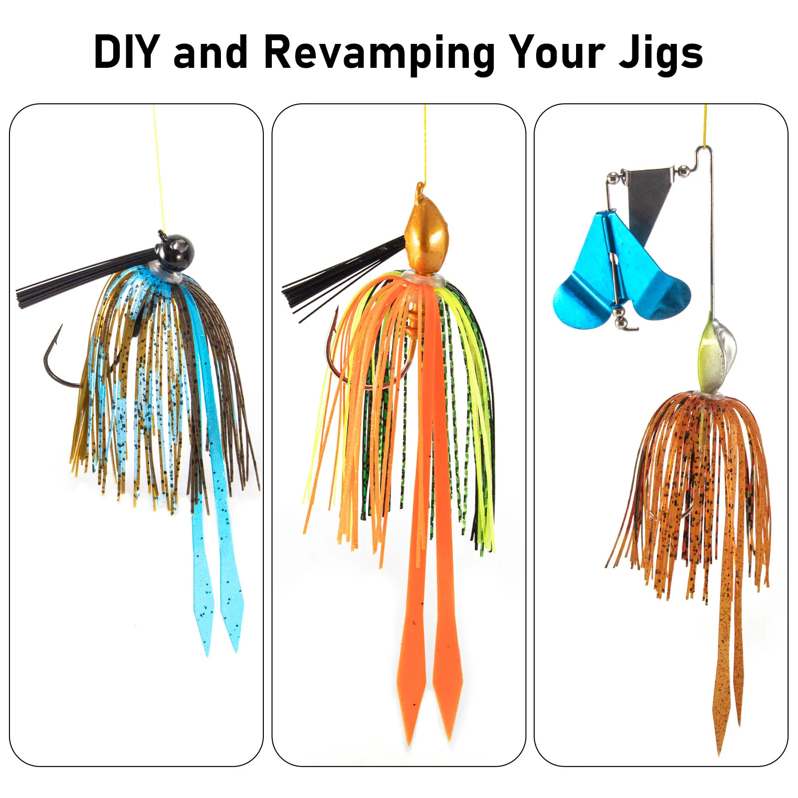 Faldas de plantilla de repuesto de 88 hebras con cola, faldas de paraguas de pesca de silicona para Spinnerbaits Buzzbaits Spinner, 3/5 Uds. - imagen 2