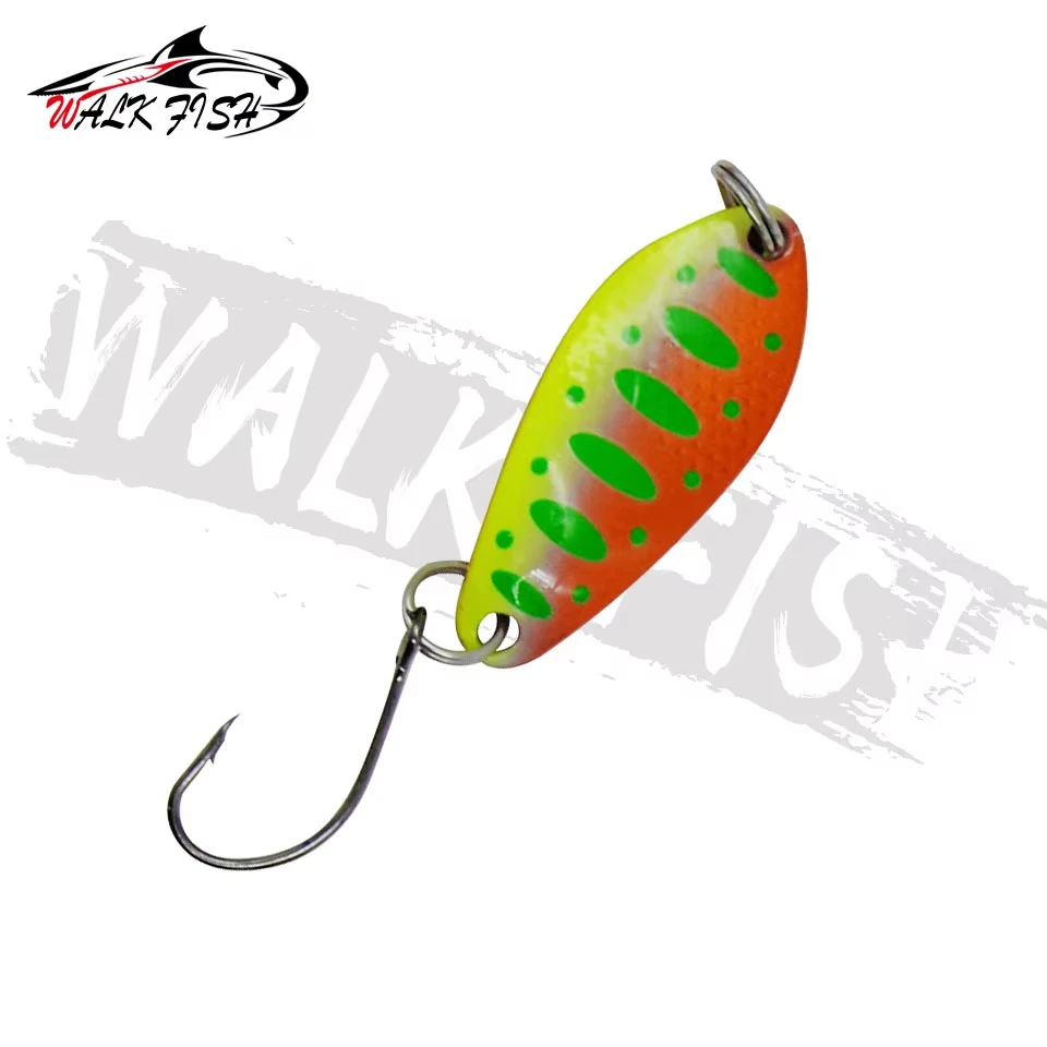 WALK FISH-cebo de pesca giratorio, 1 Uds., 30mm, 2,5g, lentejuelas de colores, cuchara de Metal multicolor, señuelo para trucha, barra blanca, señuelo Artificial - imagen 4
