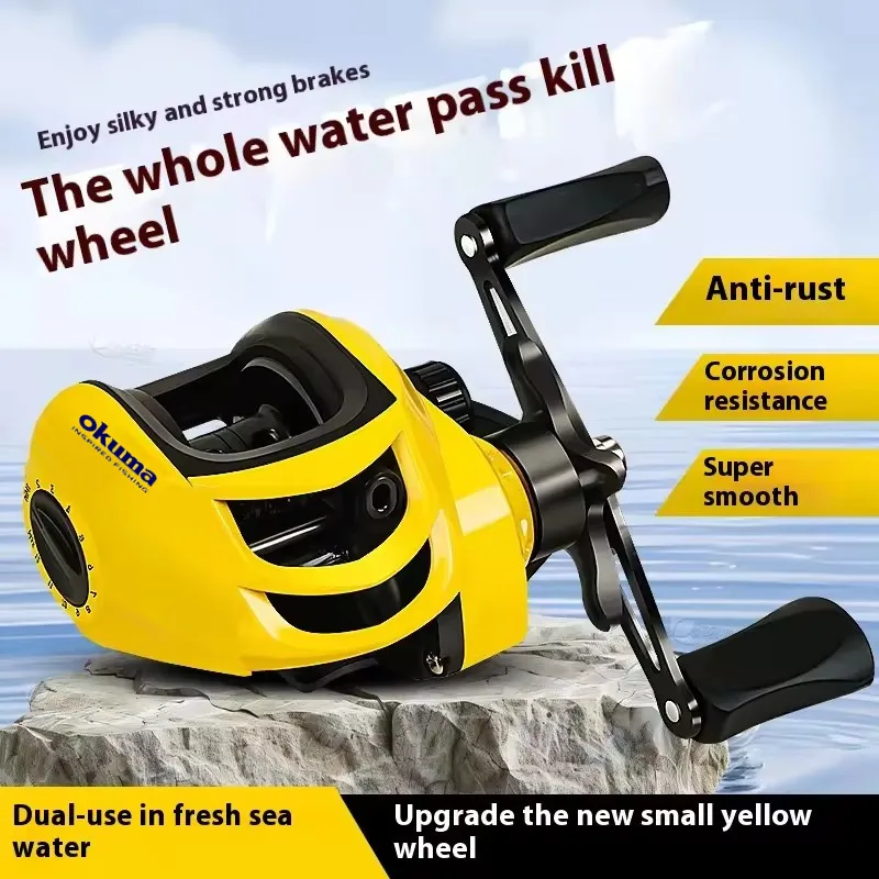 Carrete Baitcasting OKuma amarillo – Arrastre 8kg antiexplosión - imagen 3