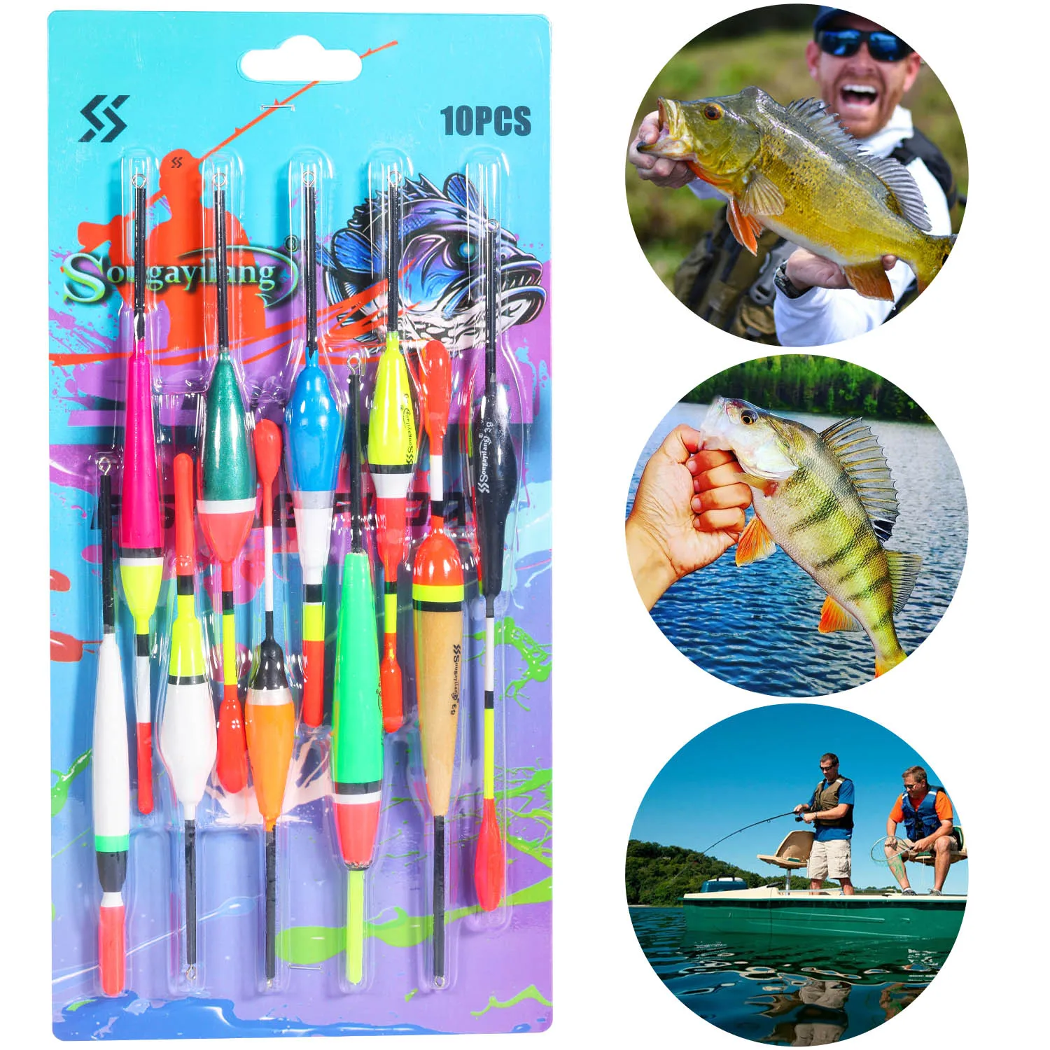 Sougayilang-Juego de flotadores de pesca, boya de 10 piezas, flotadores Bobber, tamaño variado, Color, accesorios de pesca - imagen 2