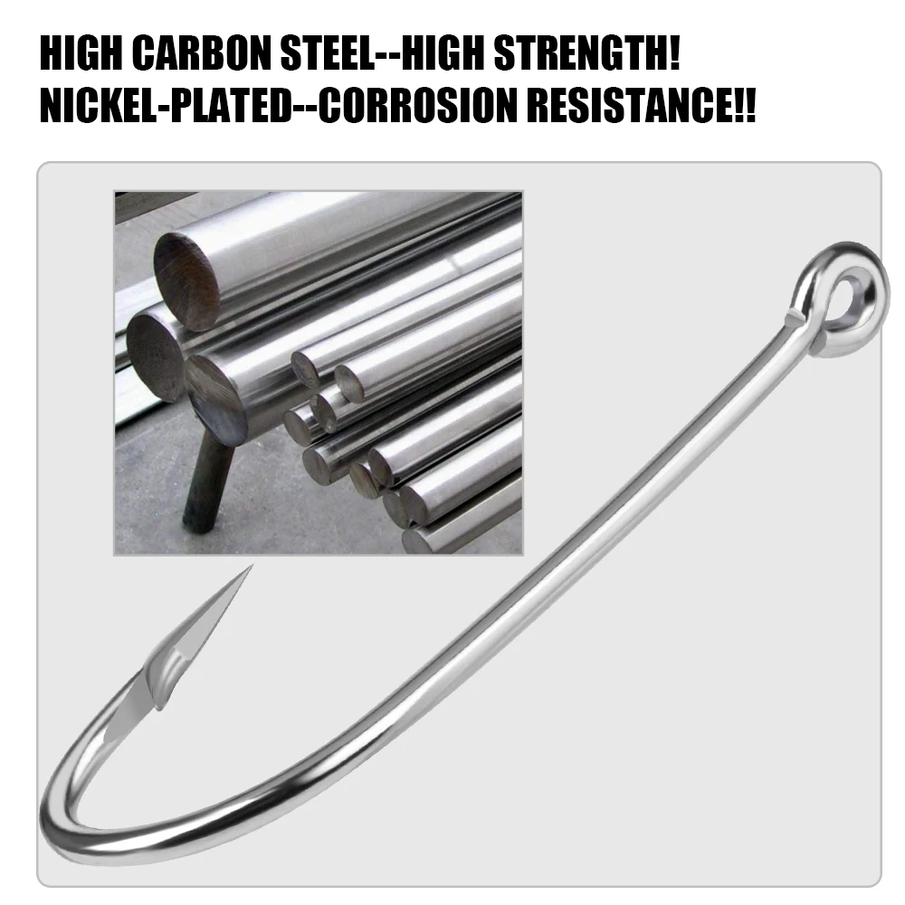 NGB 30-100PCS 2330 Anzuelo de pesca de acero con alto contenido de carbono anillado KIRBY 5 # -20 #   Accesorios de pesca en el mar con anzuelo de señuelo único con púas - imagen 3