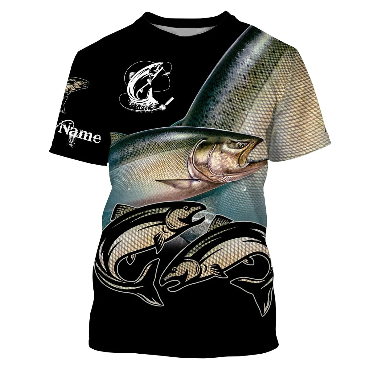 Camiseta de pesca de salmón para hombre, camisa de manga corta con nombre y equipo personalizados, estampado 3D en toda la prenda, informal, fresca, Unisex, TX264 - imagen 4