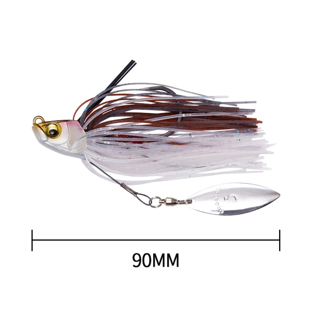 13g falda de silicona Jig Head Metal Jig Spinner Chatter Bait Bass Jig con hoja de sauce Swimbait Jigging señuelo para lubina de agua salada - imagen 2