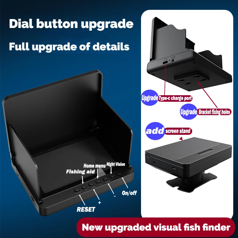VZb100 % IPX8 Waterproof Fish Finder,Underwater, 220 ° Fishing Camera, 1080P IPS Screen, 9 Hours Endurance Night Vision, 5.0 in - imagen 4