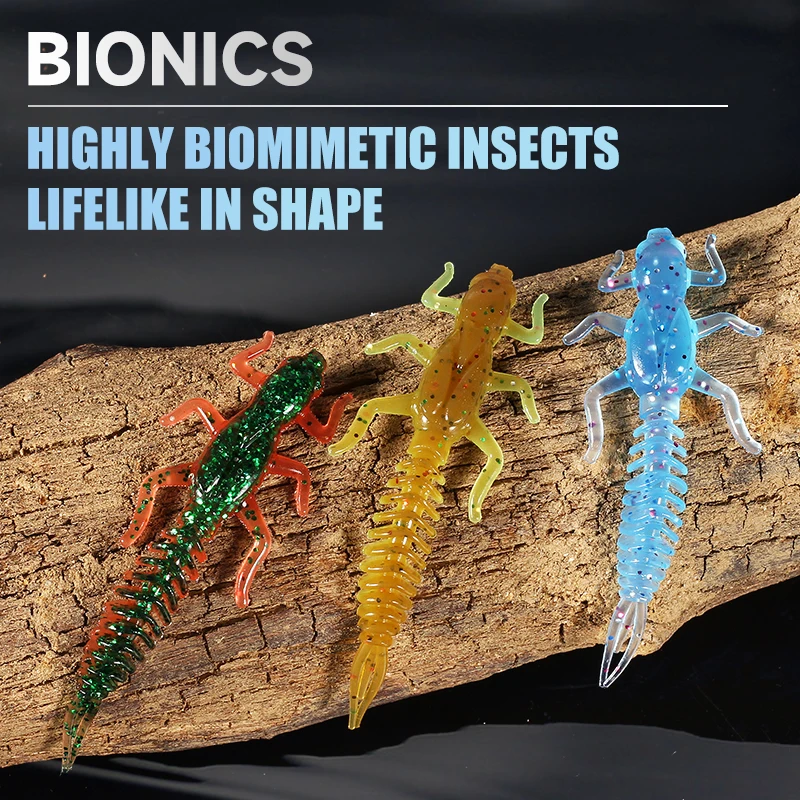 2019 nuevos señuelos blandos de alcance, señuelos de plástico blando, larva de 6cm/5cm, Swimbaits flotantes de agua dulce, cebo suave de silicona, gusano para pescar - imagen 2