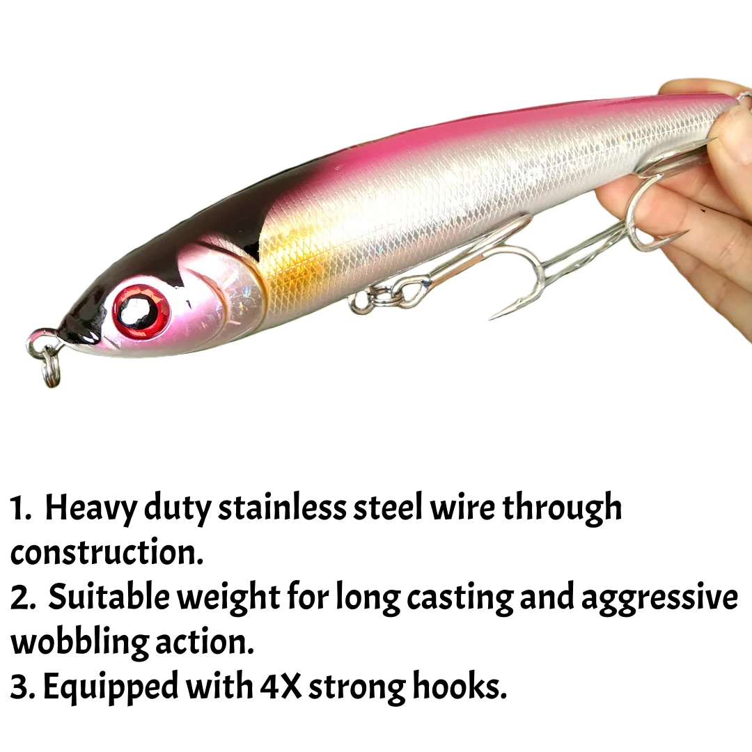 Noeby 14cm 70g nuevo hundimiento lápiz grande océano barco señuelo de pesca 4x-gancho de fuerza para atún GT pez marino