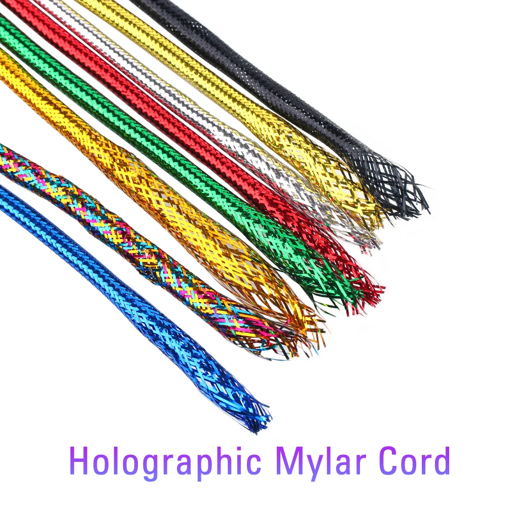 ICERIO 2 m/paquete 4mm holográfico Mylar cordón hueco Minnow cuerpo trenza Flash tubo Baitfish pesca con mosca atado Material multicolor - imagen 2