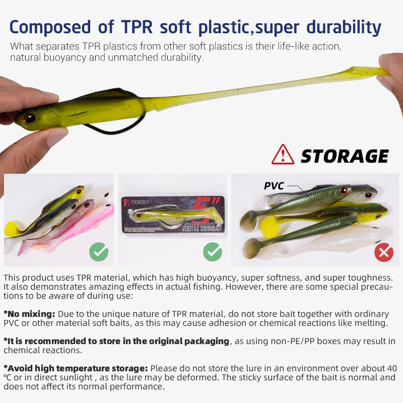 Noeby 14cm 30g TPR Swimbait cuerpo hueco hundimiento cebo suave perca señuelo Wobblers aguja de sábalo grueso Stinger gancho Pike Bass señuelo - imagen 5