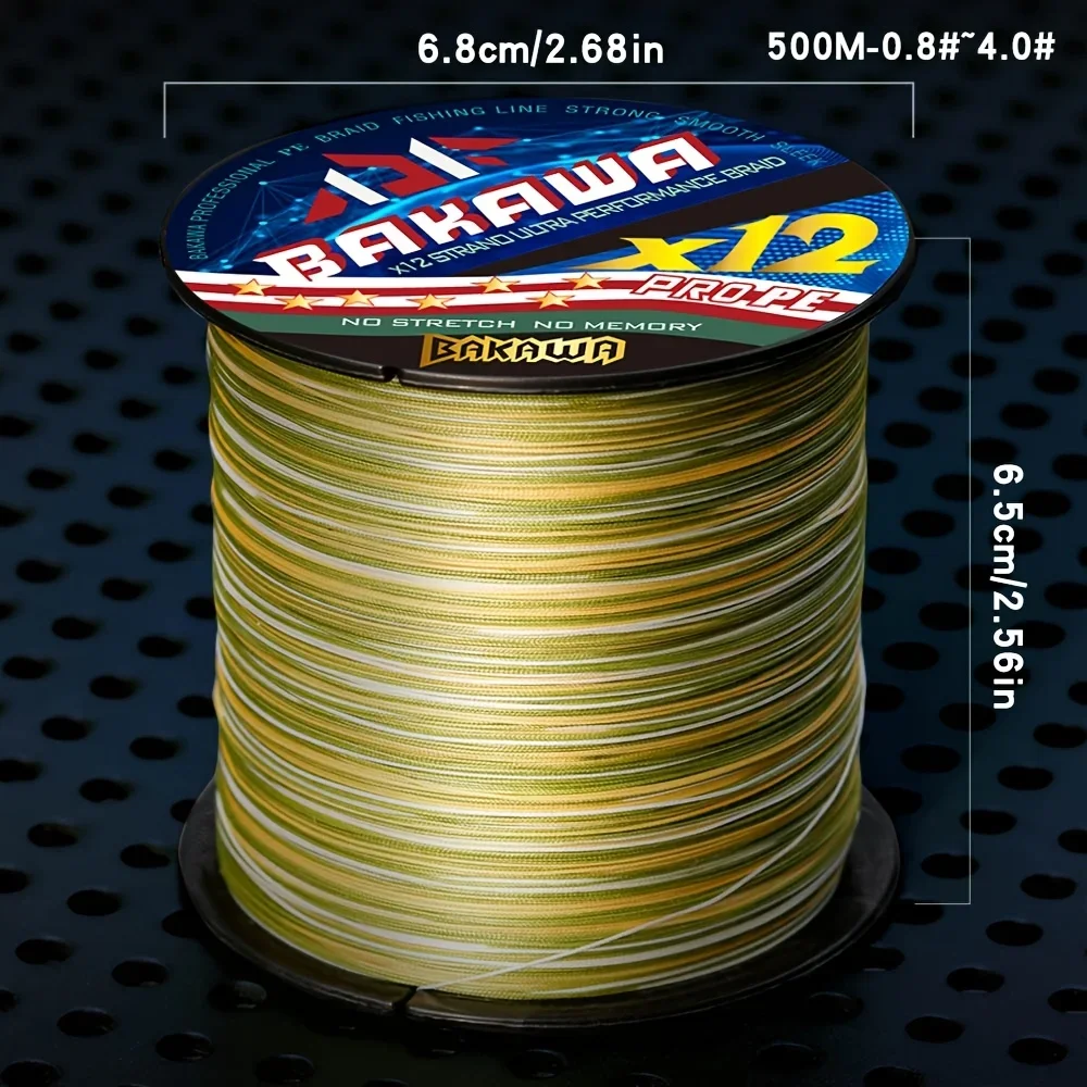 BAKAWA X12 hebra 500M hilo de pescar trenzado Japón PE multifilamento productos de pesca para accesorios de pesca equipo de pesca de carpa - imagen 2