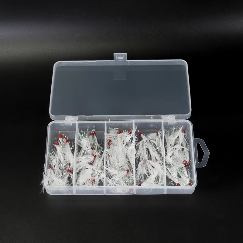 Mosodo-Juego de anzuelos triples con plumas, accesorios de pesca, 50 unidades - imagen 5